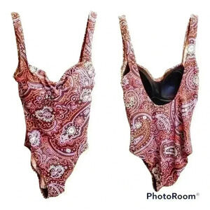 Lightly Padded Paisley Pink Brown One Piece Liz Claiborne